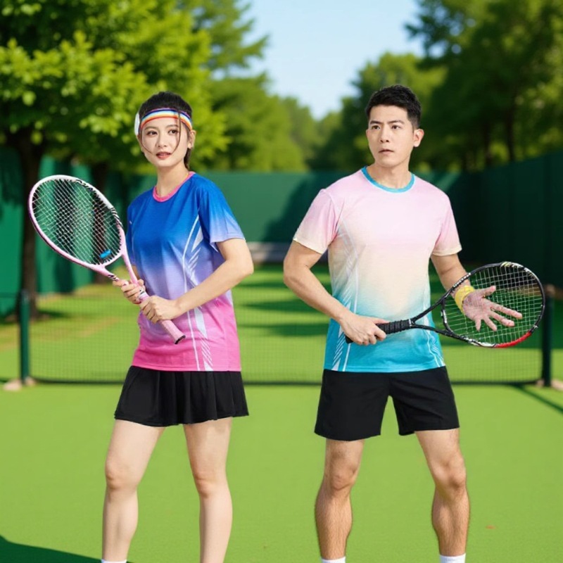 Quick-Drying Badminton Uniforms for Men and Women, Breathable Short-Sleeved Table Tennis Tops, Volleyball Uniforms, Competition Customization