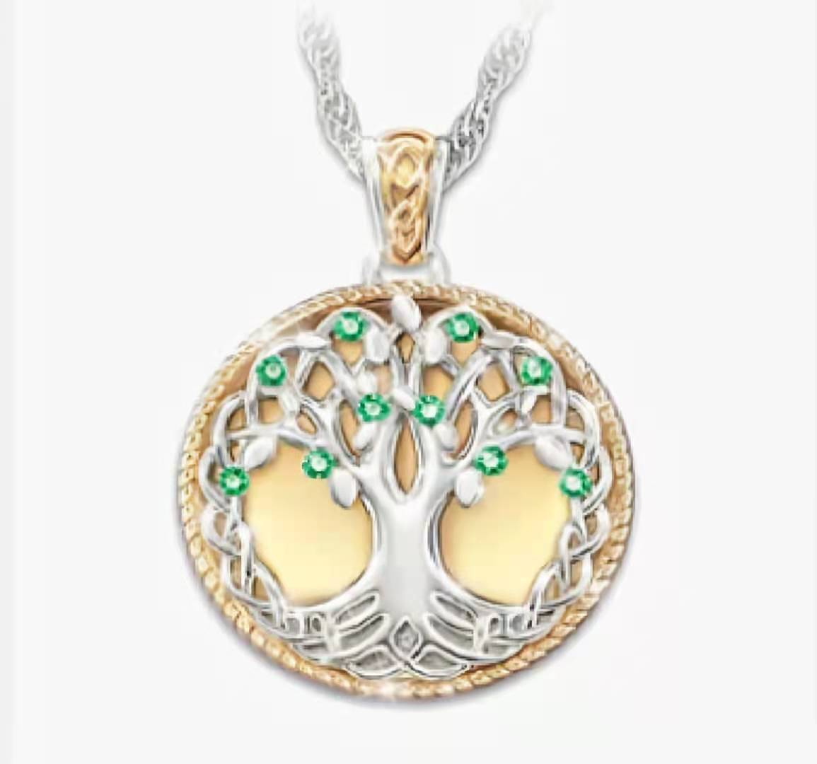 Creative Fashion Life Tree Round Pendant Two-color Electroplated Alloy Necklace display picture 3