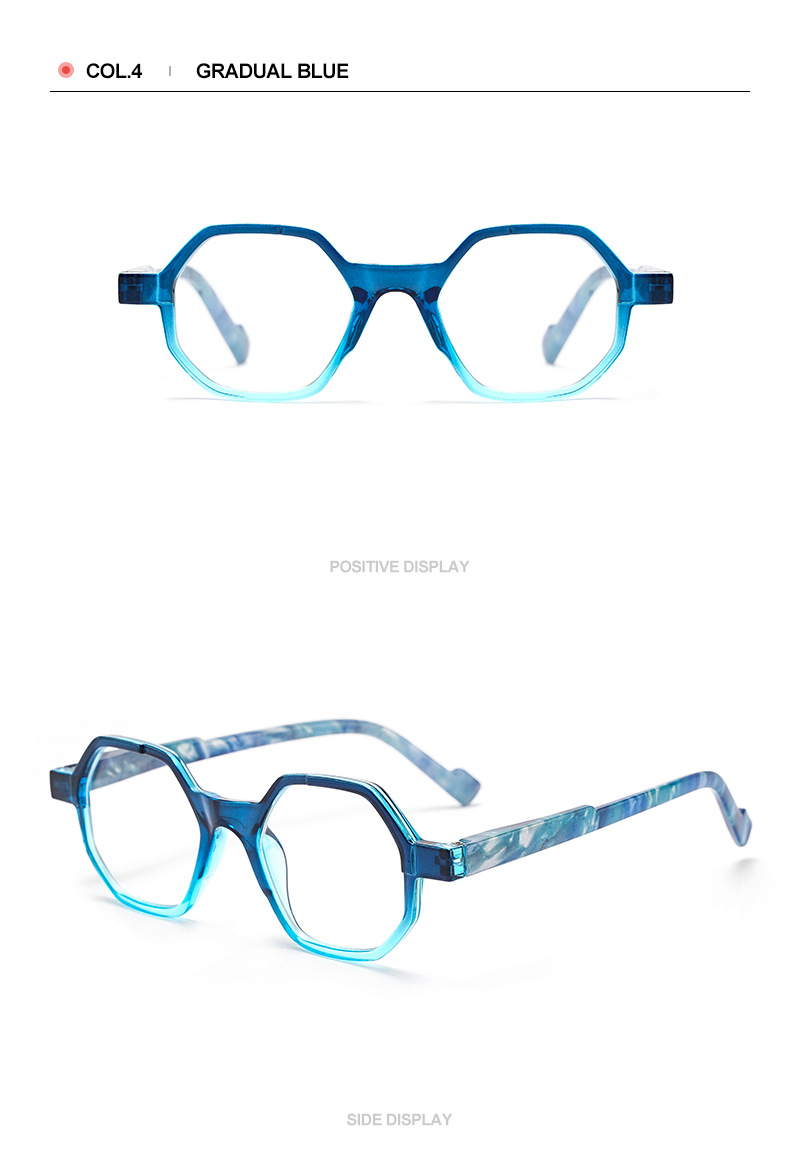 Gradient Retro Polygonal Men's Reading Glasses Personalized Frames_voghion.com