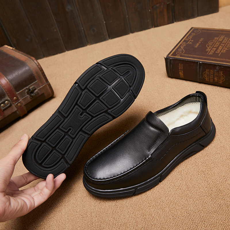 Scarpe casual invernali da uomo in vera lana morbida e pelle, calde e comode_voghion.com