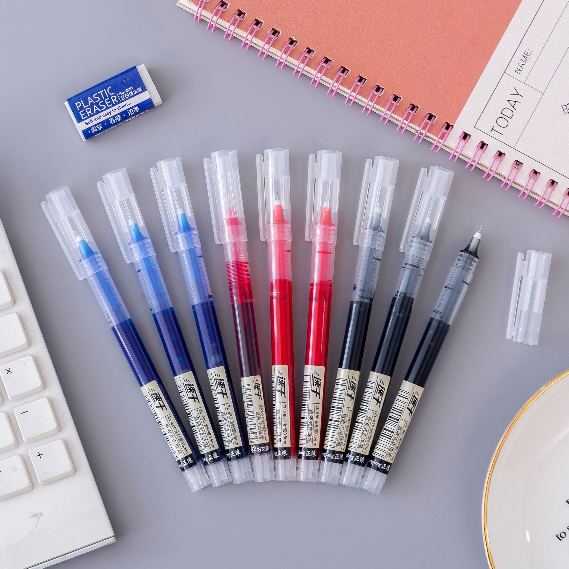 직접 액체 빠른 건조 젤 펜 학생 학교 상품 문구 사무실 용품 검은 바늘 머리 사인 펜 도매