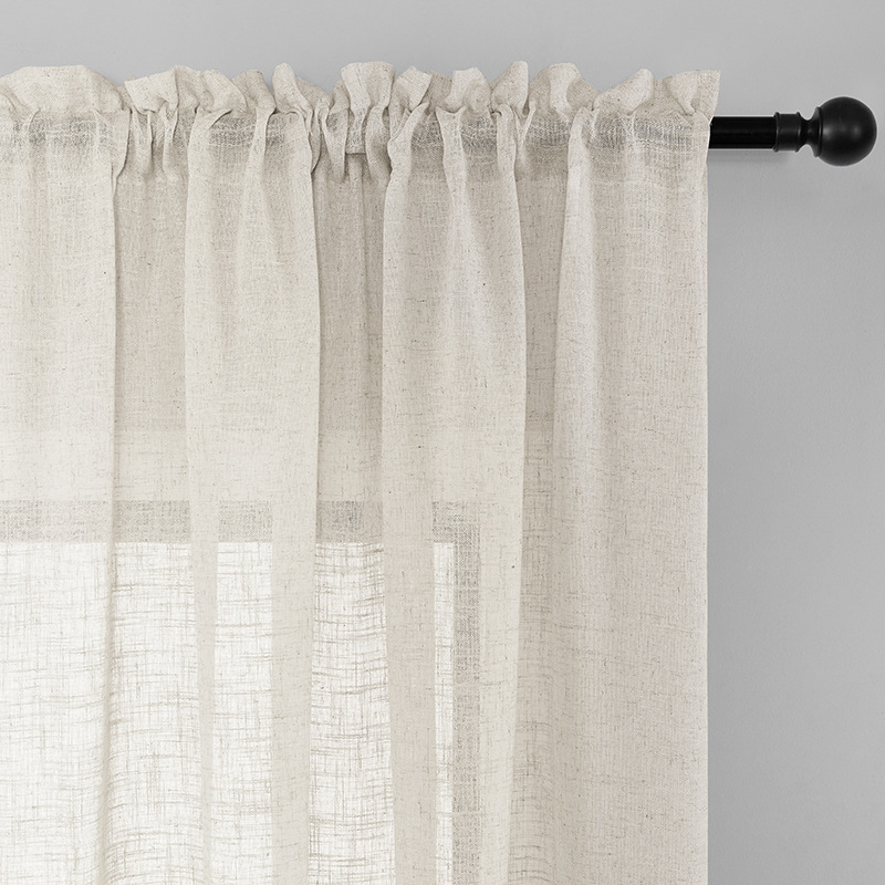 Entrega producto terminado Amazon transfronterizo Comercio exterior gasa cortina de hilo de lino Rod punzonado cortina corta cortinas fábrica de Ventas Directas