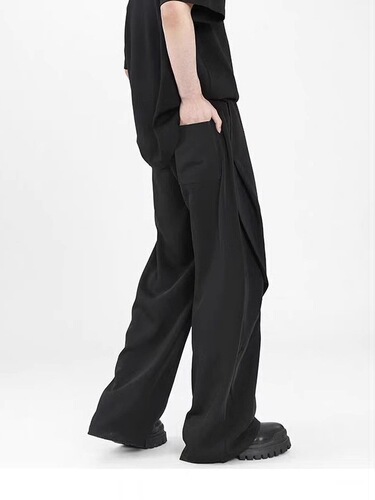 High Street Rugged Style Heavyweight Western Straight Leg Loose Tapered Folded Casual Pants American Trend Brand Wide Leg Versatile Pants