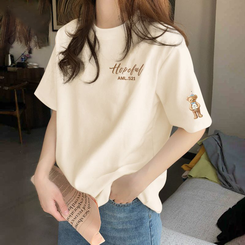 Apricot Pure Cotton Short-Sleeved T-Shirt for Women Summer 2025 New Design Fashionable Western Style Shirt Top Apricot Pure Cotton Short-Sleeved T-Shirt for Women Summer 2025 New Design Fashionable Western Style Shirt Top