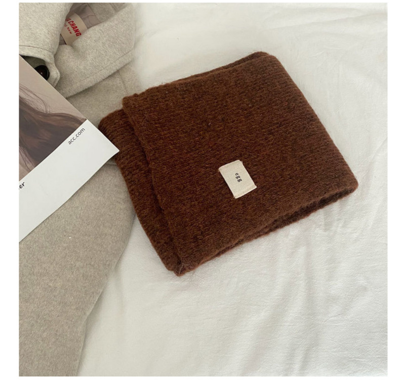 Contenant de la laine ~ Nouvelle écharpe en cachemire imitant un œuf gluant doux de couleur unie pour la chaleur hivernale en tricot de tempérament coréen_voghion.com