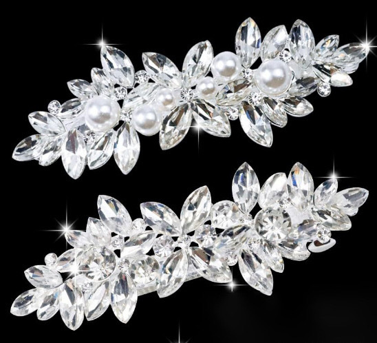 Europa y los Estados Unidos suministraron abrazaderas de cabello de cristal de diamante de ojo de caballo, abrazaderas de cabello de cabeza detrás, toques de cabello de perlas, conjunto de clip de resorte.