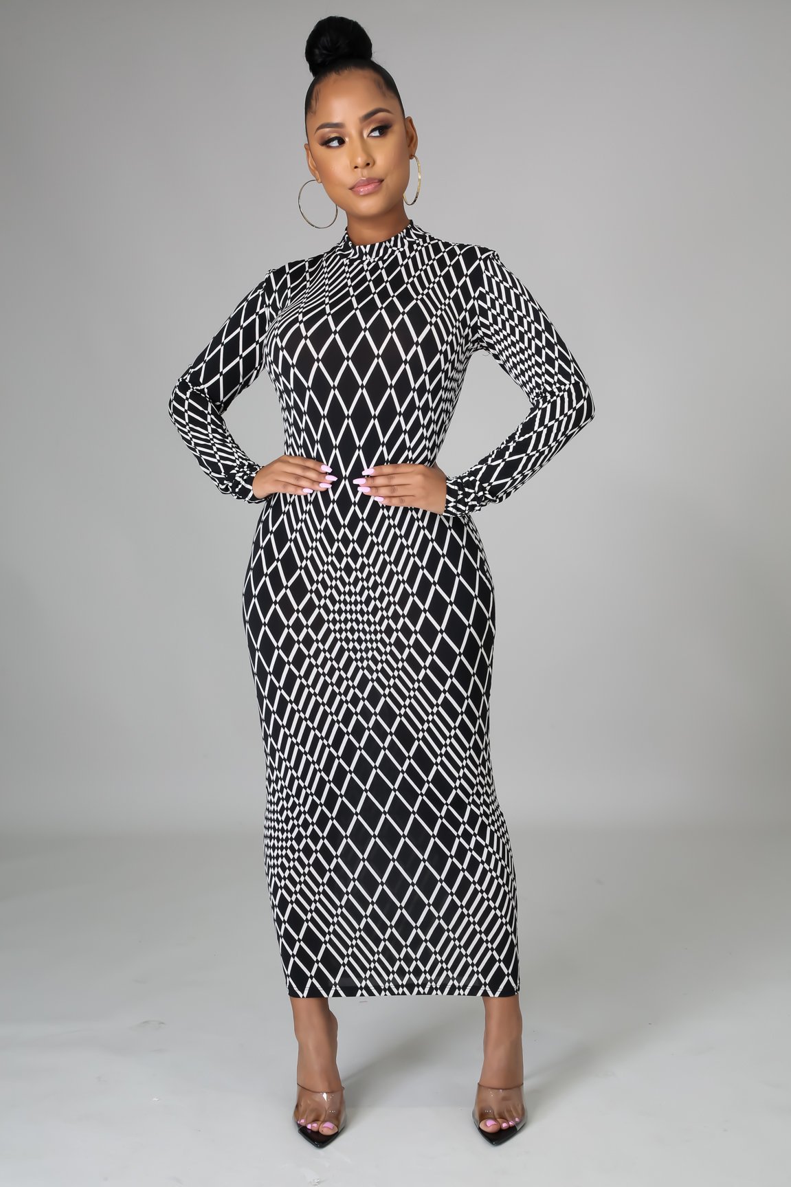 Printing round neck long sleeve Dress NSMRF125203