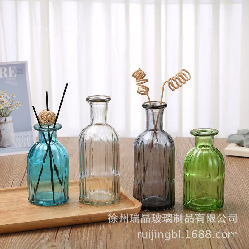Стеклянная бутылка, красочная стеклянная ваза с тонким горлышком, простая ваза для дома, гостиной, офиса, креативные декоративные украшения