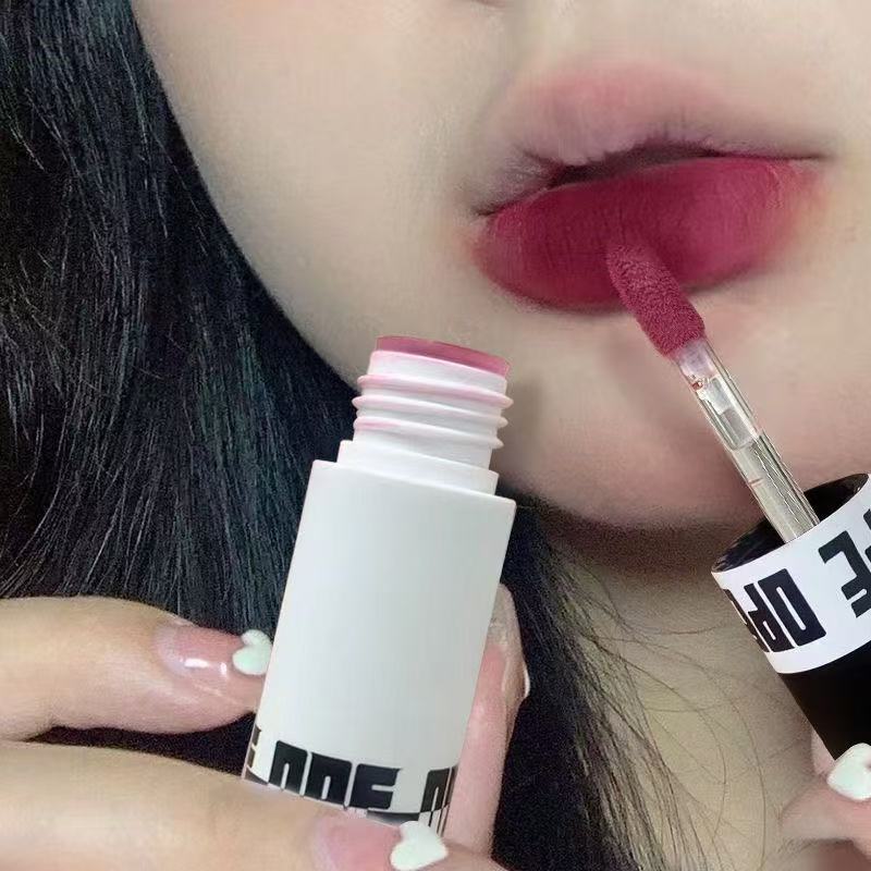 PINK BOOG 白黒ダイアリーリップグレーズ！クリームマットマットリップマッド偽無地美白非退色口紅|undefined