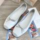 Hot original single! Yi Mengling South Korea Blogger French Leather Red Shoes Flat Bow Gold and Silver Ballet Shoes