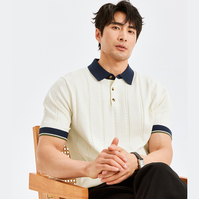 Camisas de polo de manga corta de estilo antiguo, camisetas comerciales con solapa de color anti rayas de verano, fábrica transfronteriza al por mayor