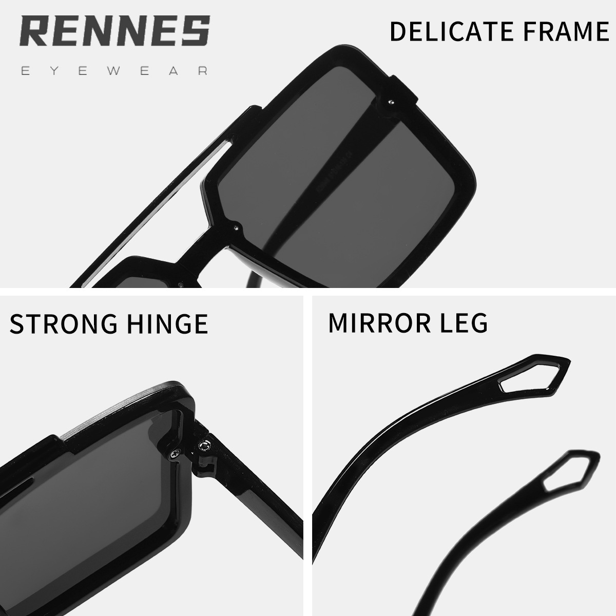 Gafas de sol personalizadas de doble haz ins estilo de gran marco cuadrado gafas de sol de las mujeres de moda lente de PC gafas de Ventas Directas transfronterizas 90946