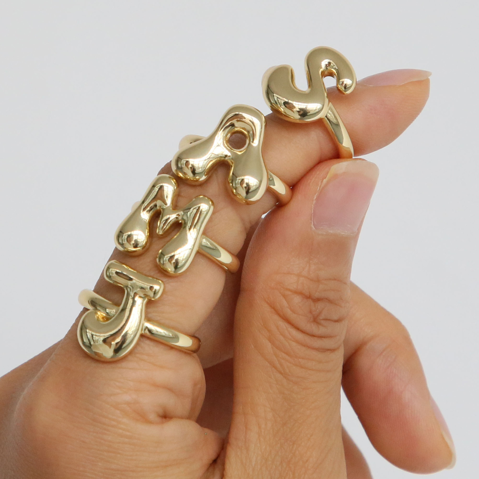 1 Piece Quantity Casual, Holiday, Daily Occasion Copper Simple Style Irregular Plating Letter Open Rings