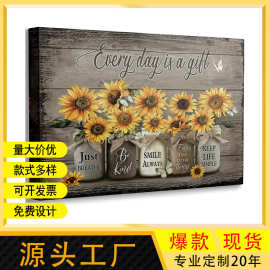 跨境外贸爆款墙饰励志木质海报印刷花卉静物画卧室浴室乡村风格