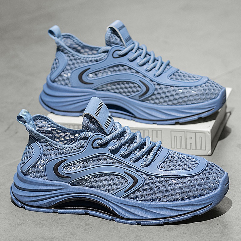 Zapatos deportivos casuales verano para hombres 2025 nuevos zapatos huecos de malla para hombres zapatos de malla grande para hombres aumentados en 45 tallas grandes
