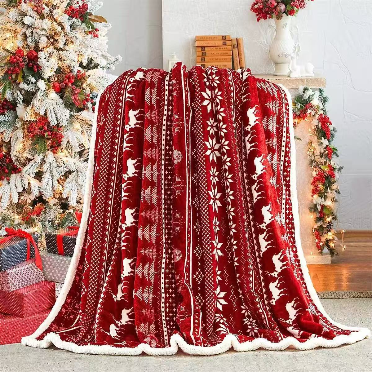Exclusive for cross-border Amazon: Christmas wholesale thickened digital-printed lamb fleece nap blanket