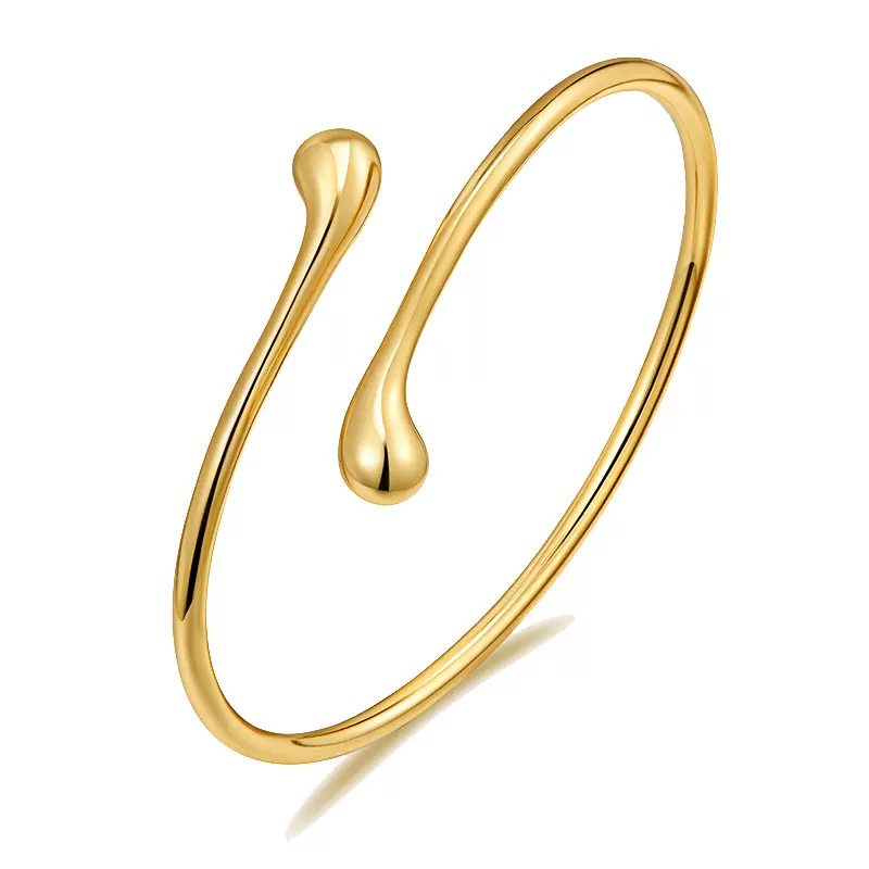 欧美风热卖款 女士不规则开口金色手镯 复古百搭水滴形圆形臂环女