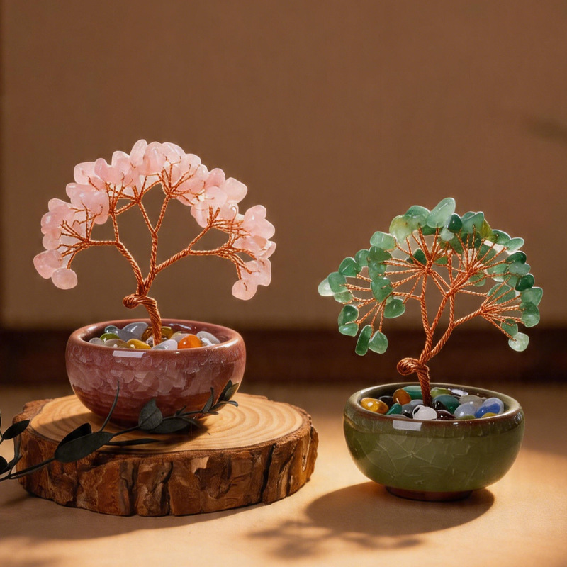 Tea Cup Crystal Tree Treasure Basin Money Tree with 6 Branches and 9 Yellow Crystal Pebbles, Money Tree Home Desktop Decorative Ornament Tea Cup Crystal Tree Treasure Basin Money Tree with 6 Branches and 9 Yellow Crystal Pebbles, Money Tree Home Desktop Decorative Ornament