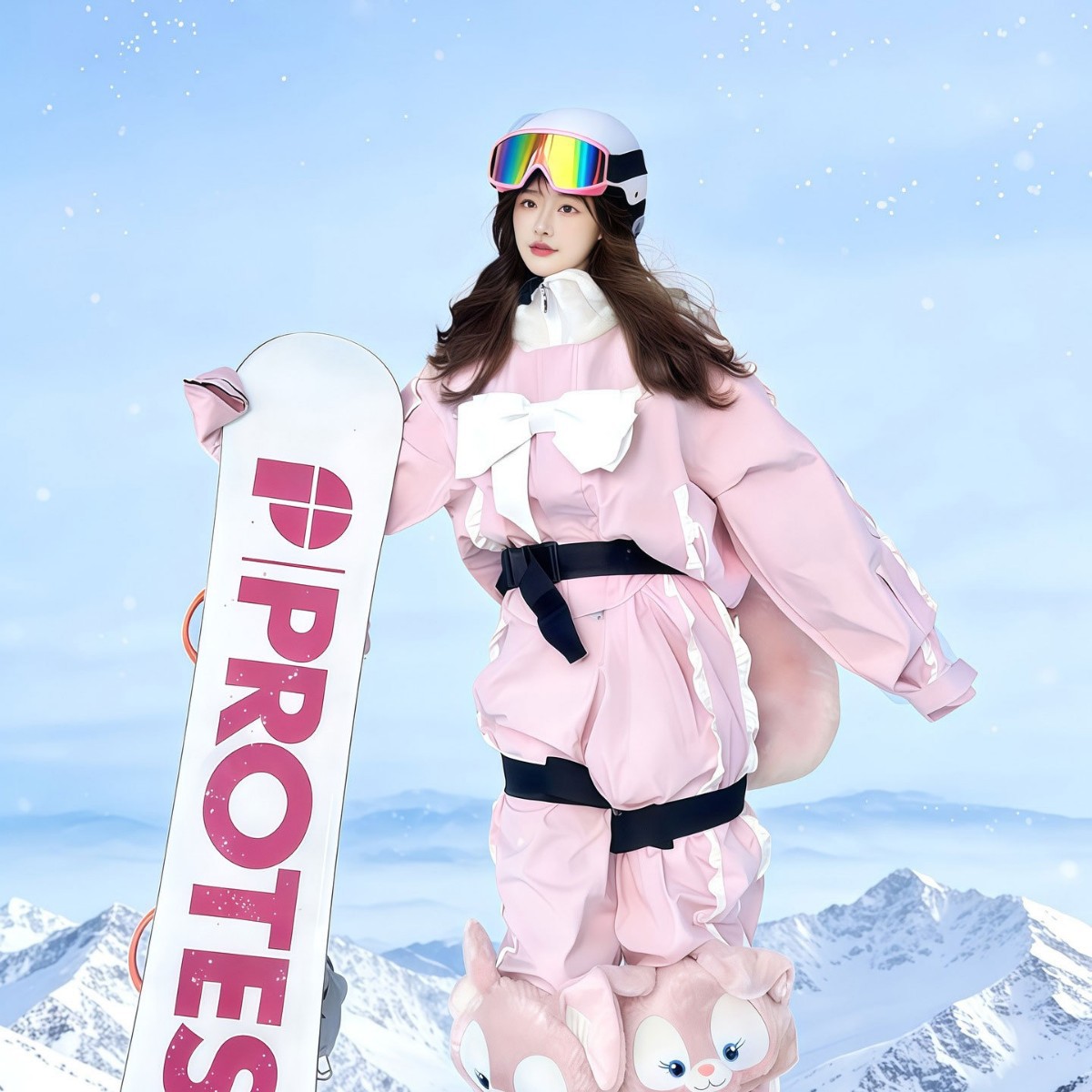 Ldab Pink Ski Suit Set for Women 2026 New Outdoor Windproof and Waterproof Super Stylish Snowboard Jacket