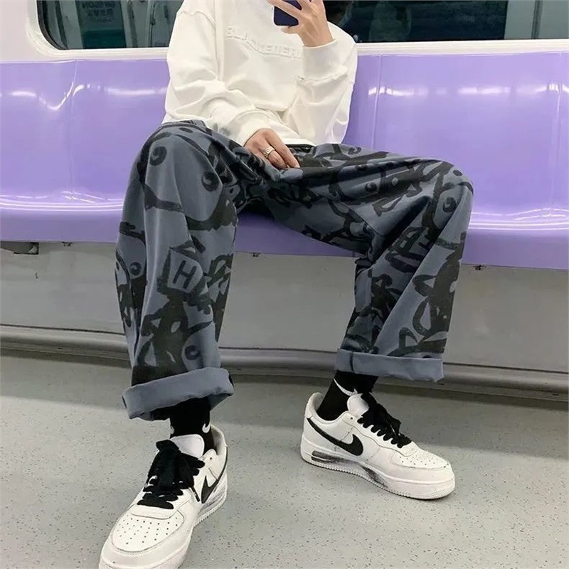 Men's Pants Spring and Autumn Tie-Dye Printed Hong Kong Style Large Size Sports Pants Loose Casual Trendy Ins Korean Style Loose Casual Pants