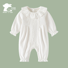 子供服秋の新スタイル純綿新生児ロンパース女の赤ちゃんジャンプスーツ春と秋の長い脚のベビー服甘いロングロンパース