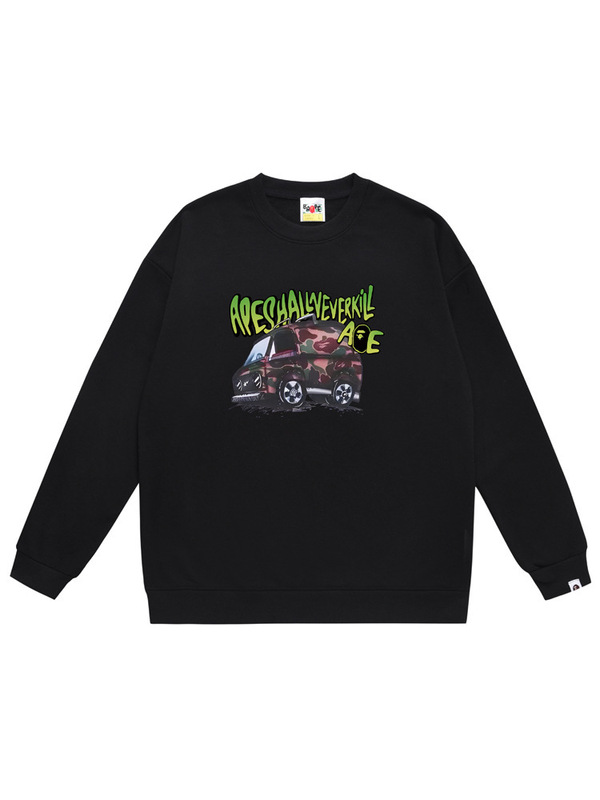 Cross-Border Supply Export Wholesale Trendy Brand Bape Ape Head Autumn and Winter Round Neck Sweatshirt Shark Top Jacket 3