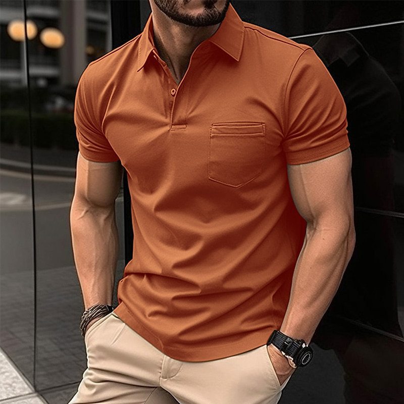 European and American ins cross-border 2023 summer quick sale Amazon POLO shirt chest pocket men's sports polo shirt