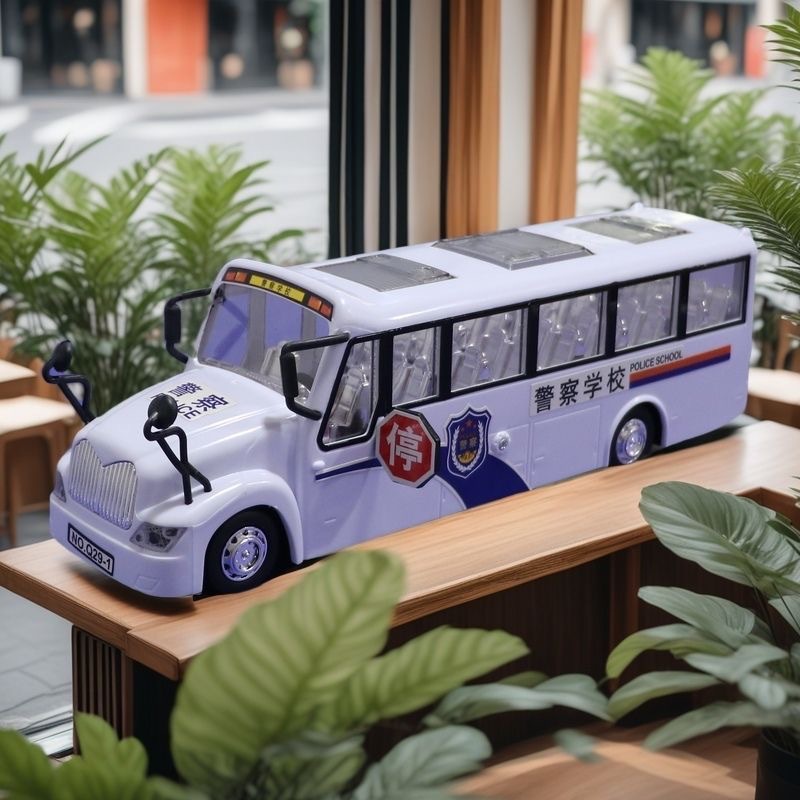 Juguetes de autobús policial de simulación de sonido y luz modelo de autobús escolar grande para padres e hijos regalos de niños ventas calientes