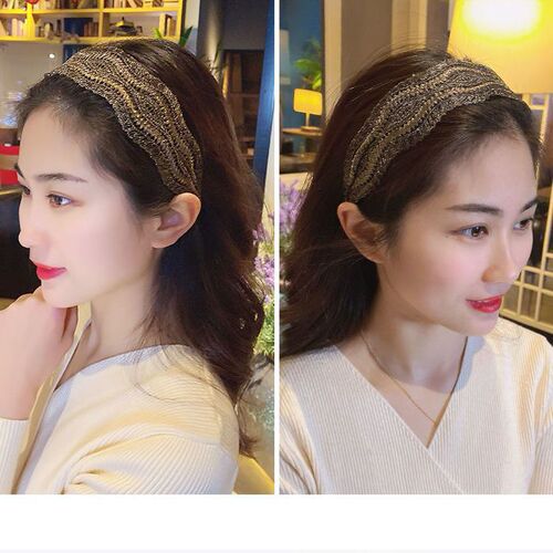 Stylish hair band for women, Korean wide-brimmed trendy short hair accessory, simple lace hair clip to cover gray hair, headband