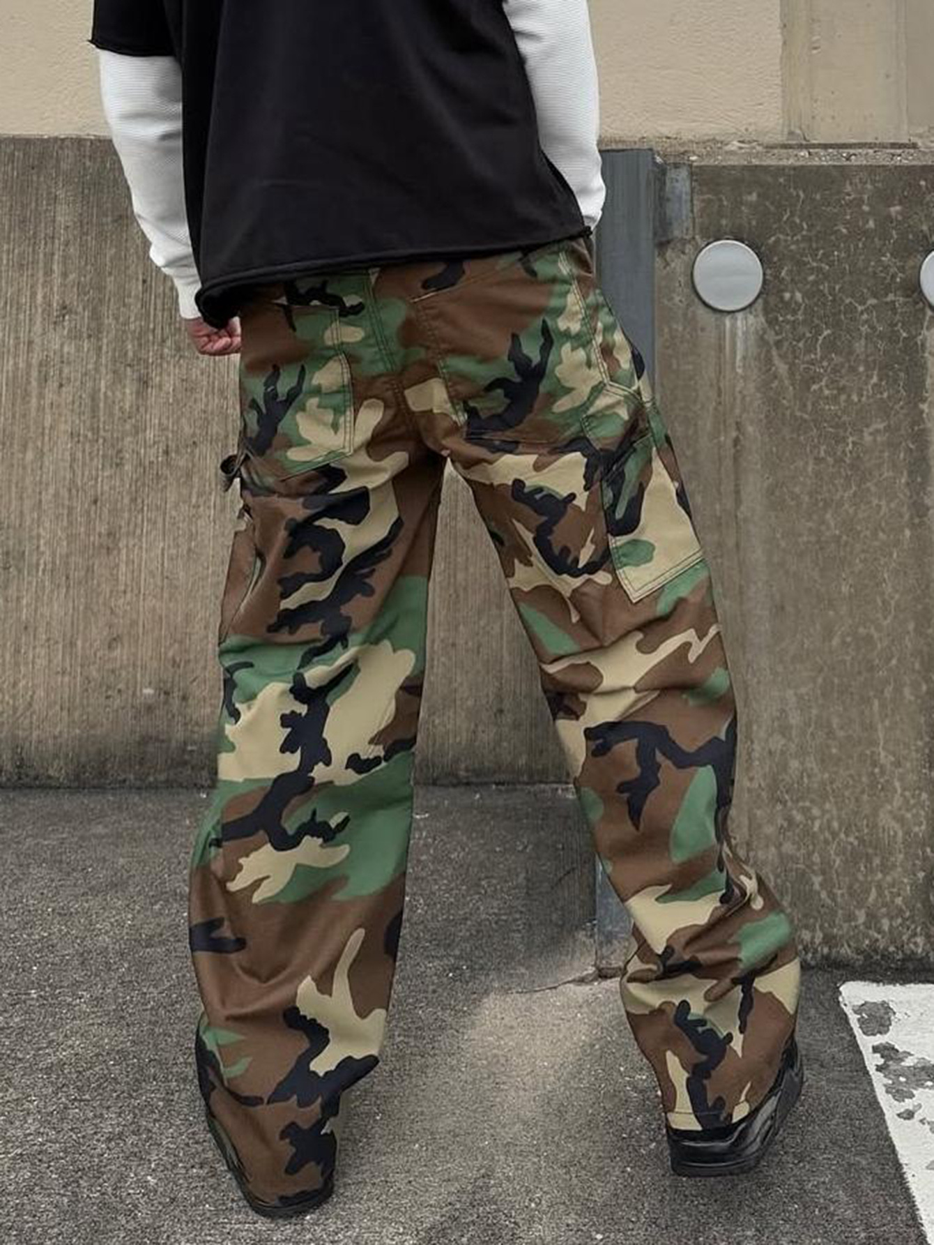 Herren Camouflage Cargohose Locker Geschnittene Arbeitshose_voghion.com
