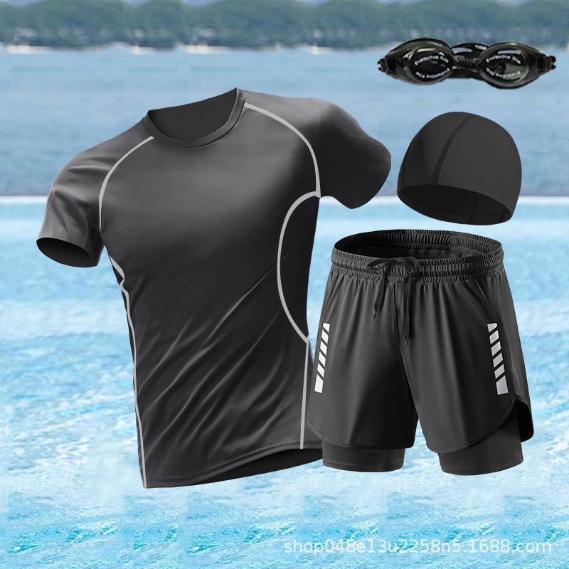 그레이라인 반팔+DK70 블랙[수영고글,수영모]