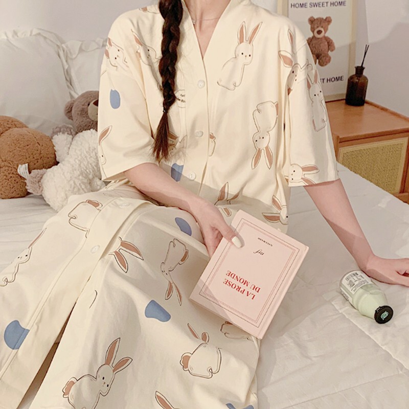 Breastfeeding Dress Pure Cotton Postpartum Maternal Clothing Breastfeeding Clothes Summer Going Out Pregnant Women Nightdress Pregnancy Feeding Nightdress