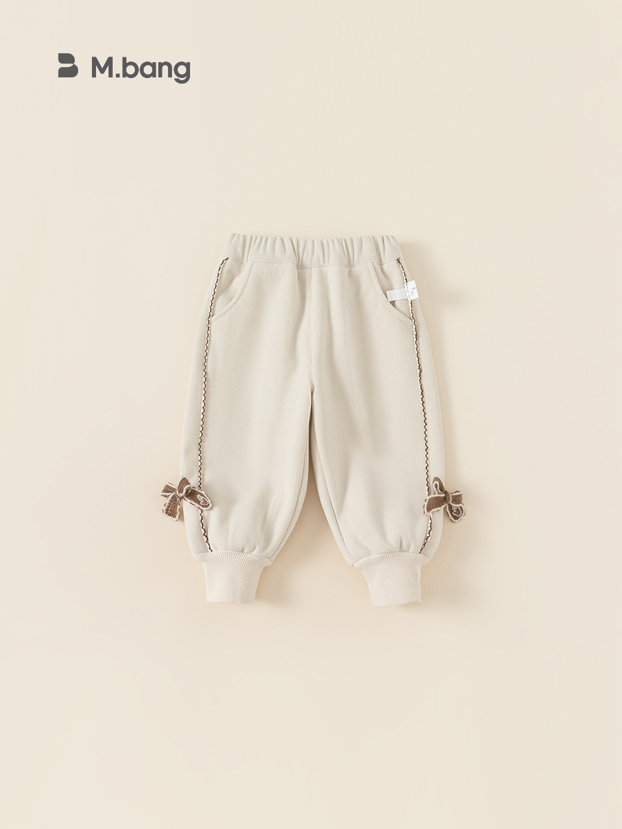 Ropa infantil Youbao, pantalones infantiles con forro polar, ropa de invierno gruesa, nuevos pantalones largos con puños de encaje de mariposa para niñas. image 6