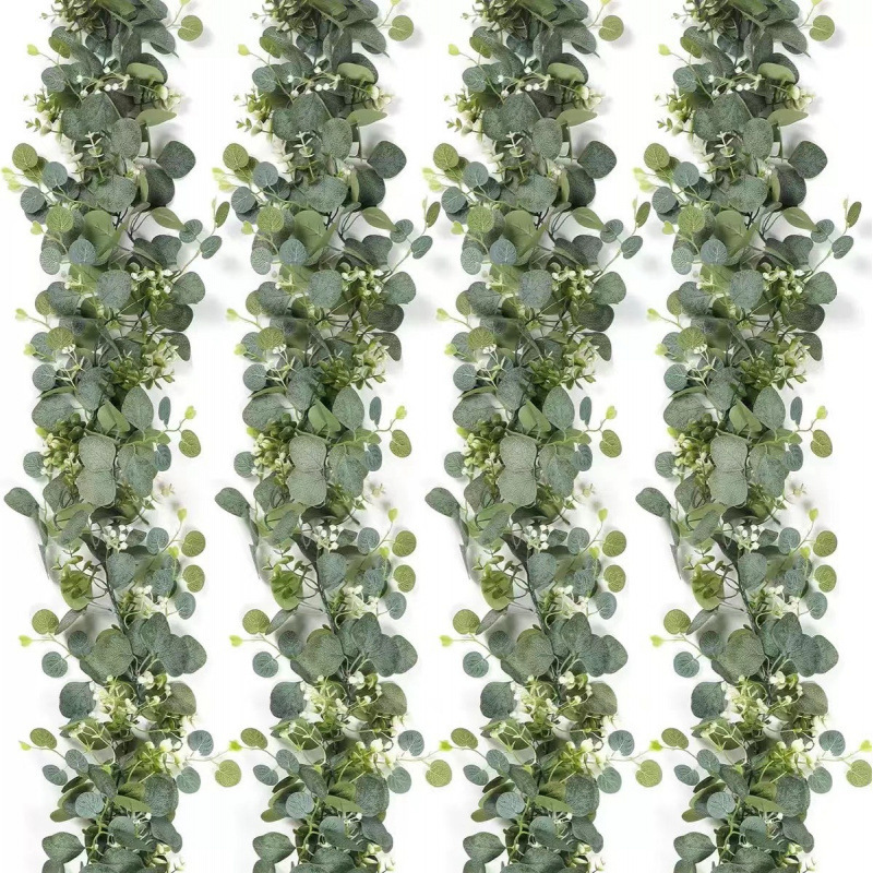 Cross-Border American Spring 180cm Simulated Eucalyptus Rattan Baby's Breath Eucalyptus Leaf Plant Rattan