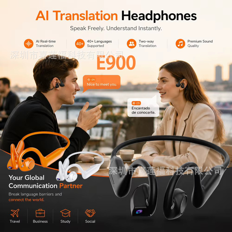 E900 Bone Conduction Bluetooth Headset with 800W Pixel Camera, High-Definition Photo and Recording, Neck-Mounted Sports Headset