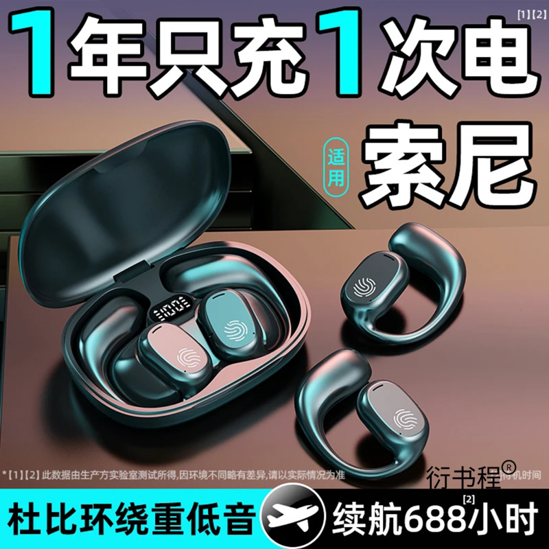 2024 New Open Wireless Bluetooth Headset, Ear-Mounted Bone Conduction, Non-In-Ear, Long-Term Wear, No Pain, Suitable for Sony
