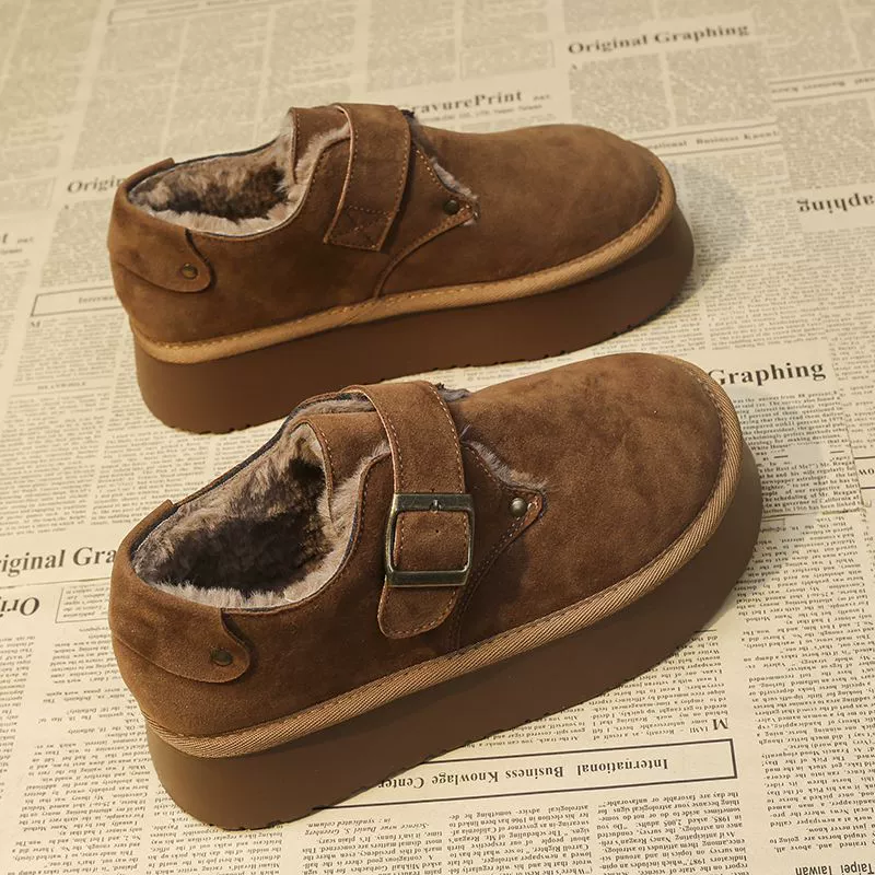 Thick-soled snow boots for women 2024 winter new style Northeastern cotton shoes plus velvet and thick fur to keep warm Birkenstocks