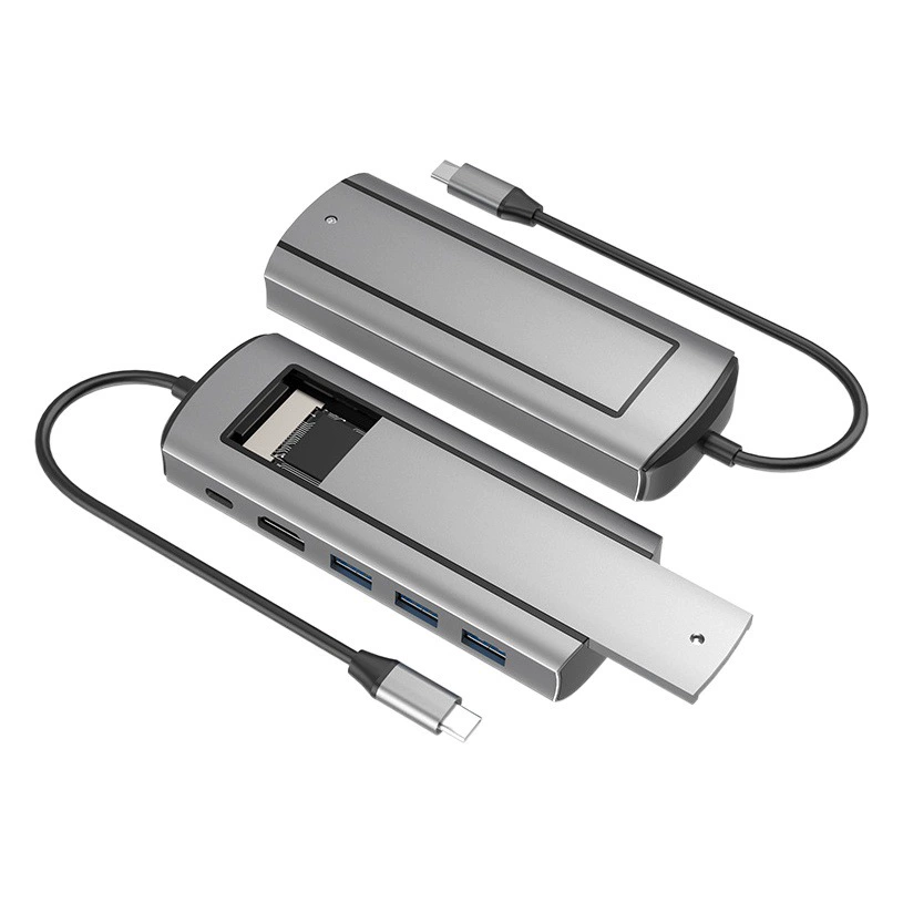 Трансграничная док-станция Type-C с USB-хабом, многофункциональный хаб, док-станция для расширения с поддержкой SSD M.2 и мобильных жестких дисков.