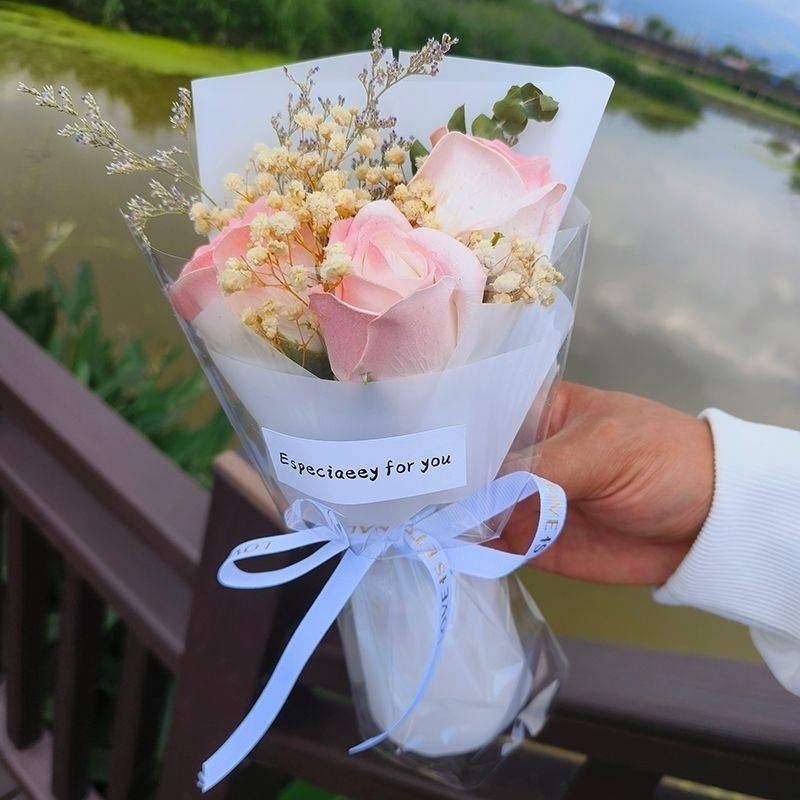 세 가지 공주 가루 - 창의적인 꽃다발 + 선물 가방 + 가벼운 끈 + [핫 스타일 추천]