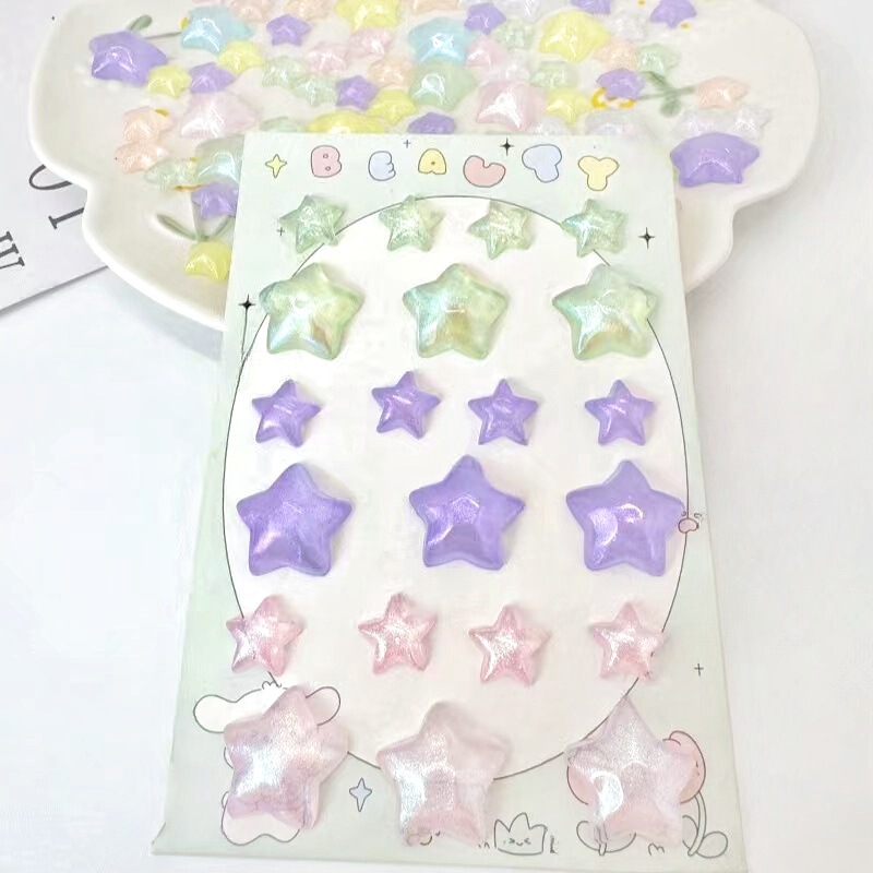 Fine Glitter Aurora Resin Five-Pointed Star DIY Handmade Hair Accessories Cream Glue Mobile Phone Case Water Cup Sticker Shoe Buckle Accessories Wholesale