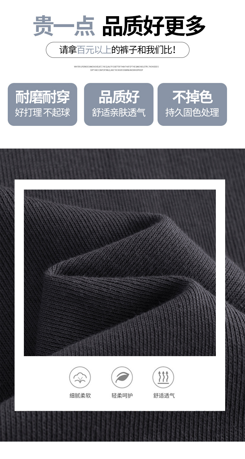 American grey sportswear pants for women in autumn and winter, fleece loose straight-leg casual sweatpants, petite wide-leg pants, trendy ins pic 4