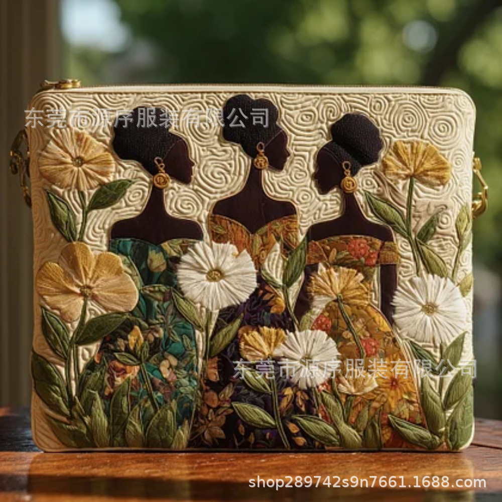 2026 Cross-Border Independent Station Amazon New Fashion Quilted Tablet Bag Digital Print Handbag