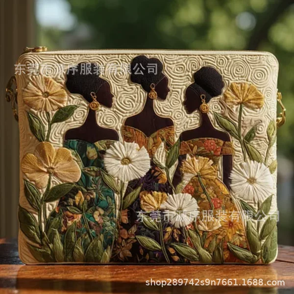 2026 Cross-Border Independent Station Amazon New Fashion Quilted Tablet Bag Digital Print Handbag