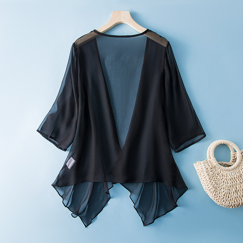 Women's Mulberry Silk Cardigan Thin Sun Protection Shawl Wrap_voghion.com