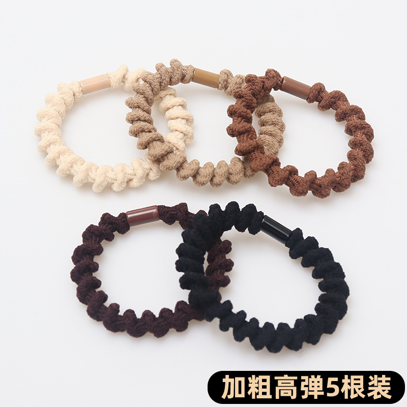 Negro de alta cola de caballo cuerda de pelo simple no lastimar el pelo banda de goma Las niñas corbata cabeza alta elástica banda de pelo durable cubierta de cuero tocado