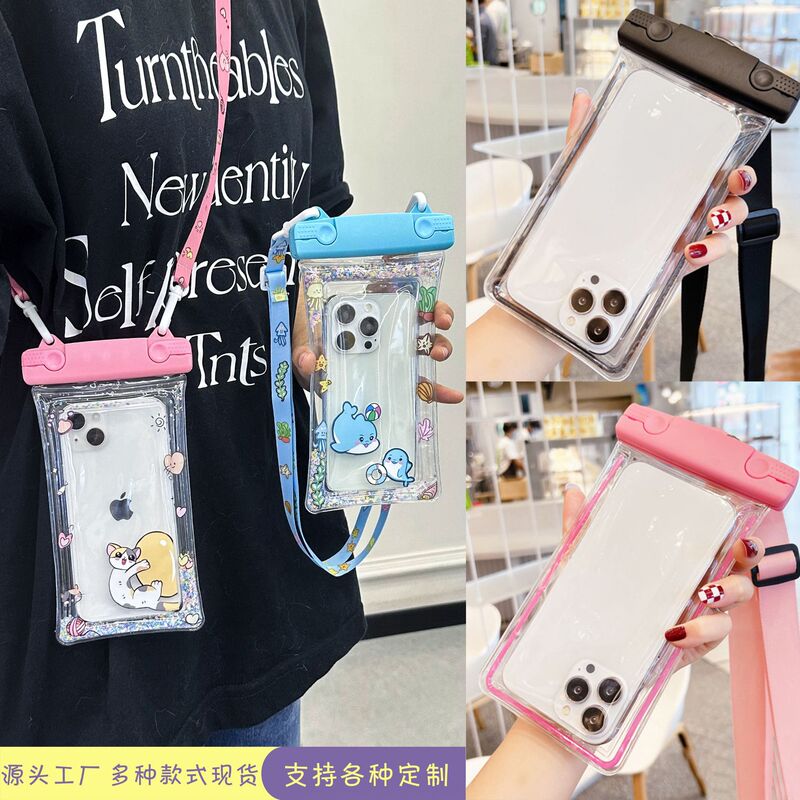 Luminous Mobile Phone Waterproof Bag Cartoon Air Bag Touch Screen 3-Layer Waterproof Case Diving Level 8 Waterproof Mobile Phone Bag Can Be Customized