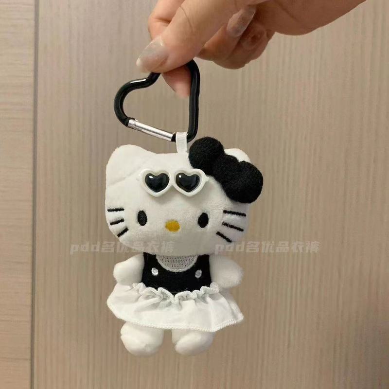 新品猫咪包挂件牛仔裤凯蒂猫玩偶挂饰包包饰品卡通公仔钥匙挂件|undefined