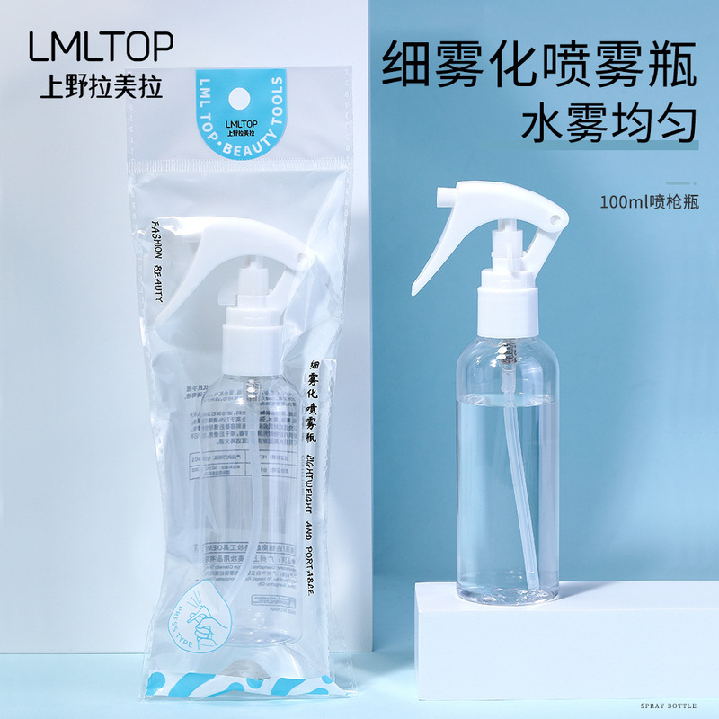 LMLTOP 100ml spray bottle transparent PET spray gun bottle hairdressing hand watering can hand buckle spray bottle SY710