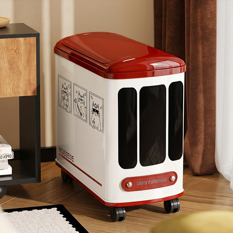 Zuosen Cartoon Bus Trash Can for Living Room with Wheels, Movable, with Lid, Press-Type, High Aesthetic Double Bin Storage Container Zuosen Cartoon Bus Trash Can for Living Room with Wheels, Movable, with Lid, Press-Type, High Aesthetic Double Bin Storage Container