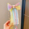 Small princess costume, rainbow hairgrip, hair accessory with bow for princess, ponytail, hairpins, gradient